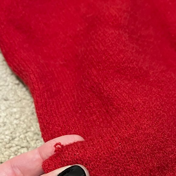 SHEIN | Warm Vibrant Red *Holiday Sweater* w/ White Bows | Slight Balloon Sleeve - Picture 10 of 11